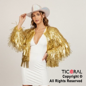 CHAQUETA DE FLECOS ORO x 1